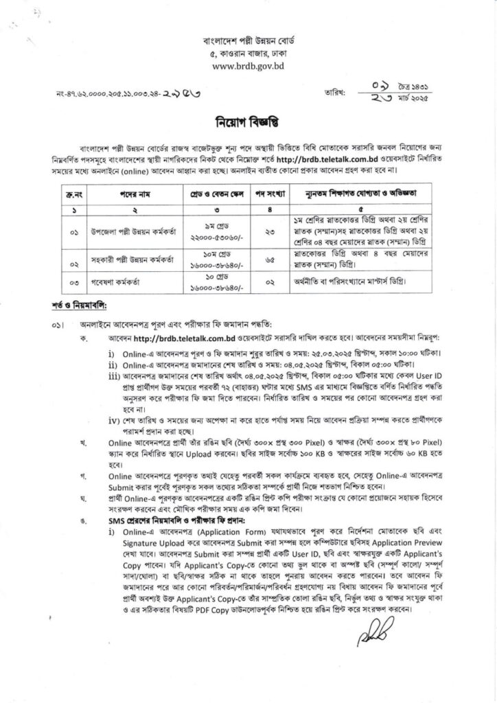 BRDB Job Circular 2025