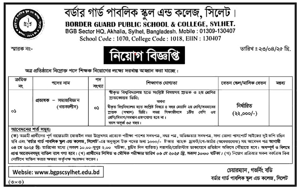 BGB Job Circular